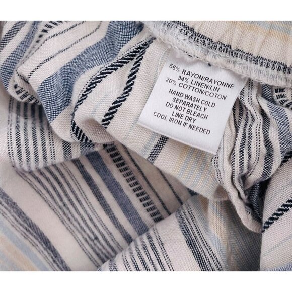 Drew Women's size Large Pull On Rayon & Linen Striped Wide-Leg Pants Linen Blend - Picture 3 of 7